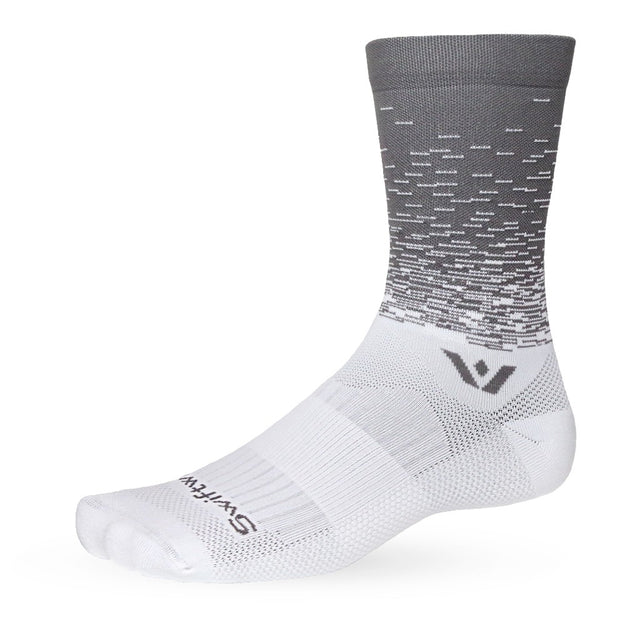 White/grey Swiftwick Vision crew sock
