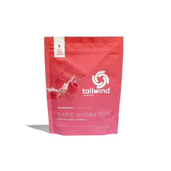 Resealable bag of raspberry tailwind rapid hydration electrolyte drink mix