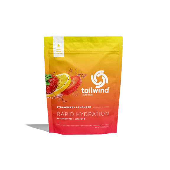 Resealable bag of strawberry lemonade tailwind rapid hydration electrolyte drink mix