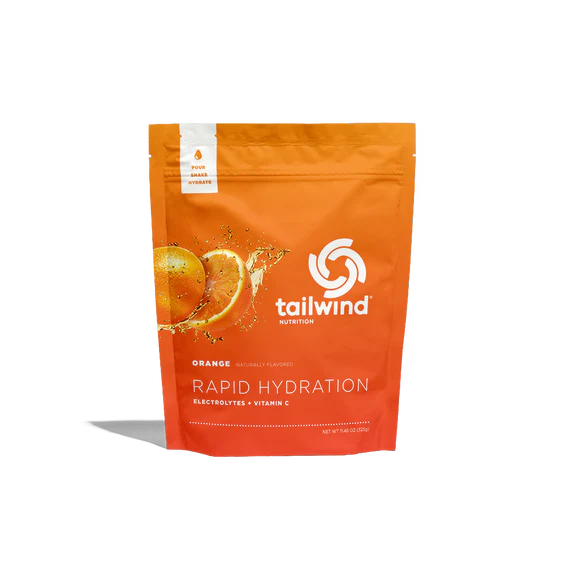 Resealable bag of orange tailwind rapid hydration electrolyte drink mix