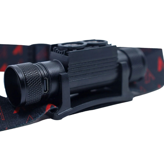Charging port of the UltrAspire Lumen 800 Catalyst headlamp
