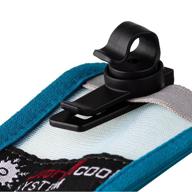 UltrAspire hydration hose magnetic clip attached to vest