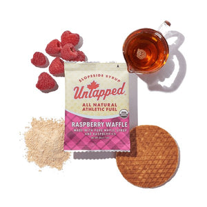 Untapped raspberry waffle with ingredients pictured
