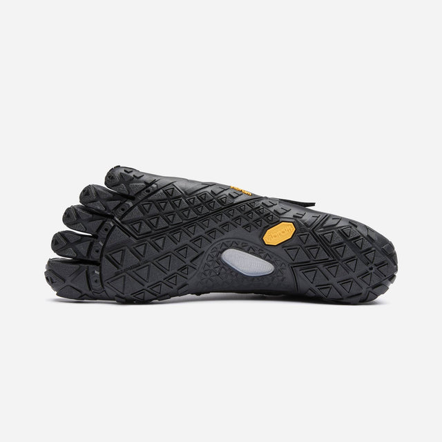 Sole of men's black Vibram Trailope toe shoe