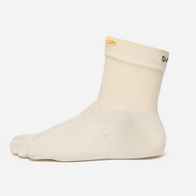 Ivory vibram five-toe mini crew sock