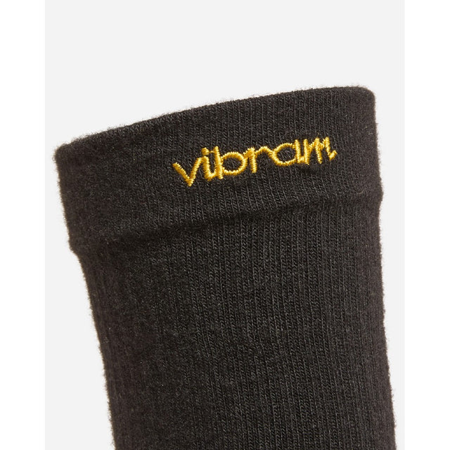Black vibram five-toe crew sock cuff vibram embroidery