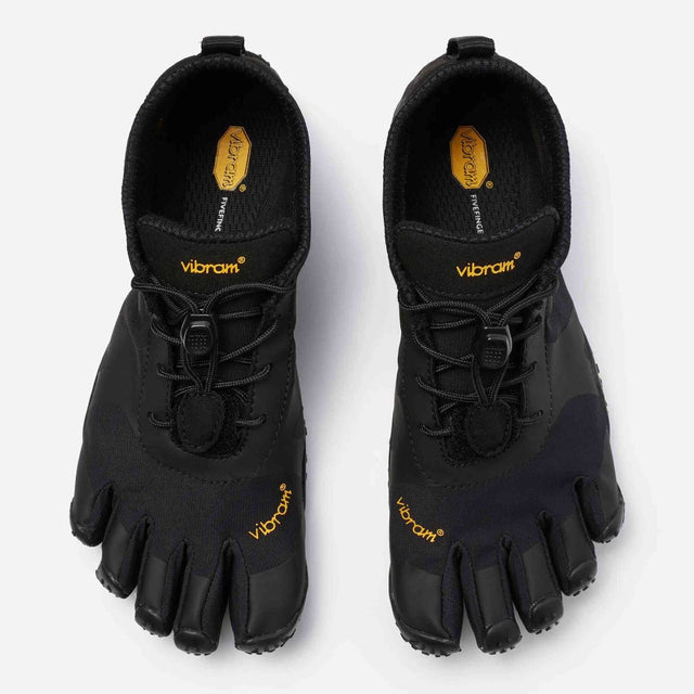 Top view of Vibram Fivefingers V-Alpha toe shoes in Black