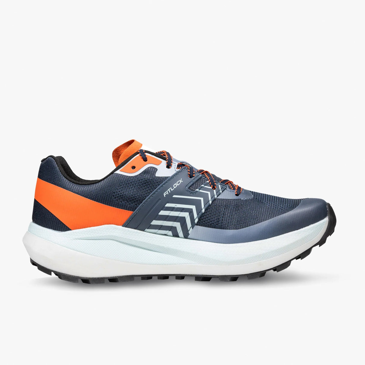 Inner side view of VJ Shoes Ultra 3 trail running shoe in navy colour