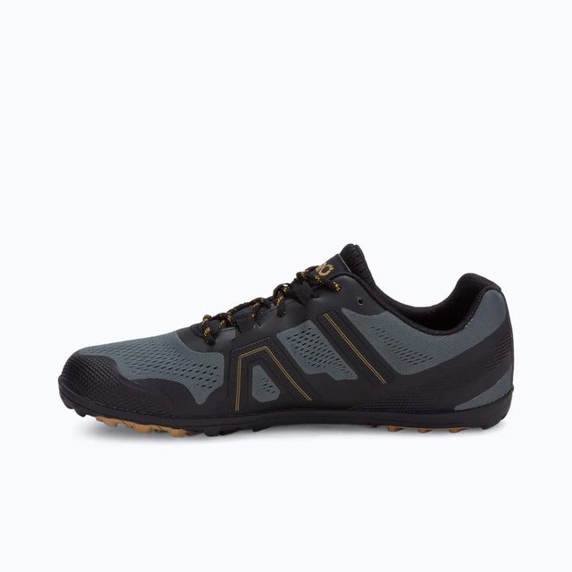 Inner side view of men's blue/grey Xero Shoes Mesa Trail II shoe