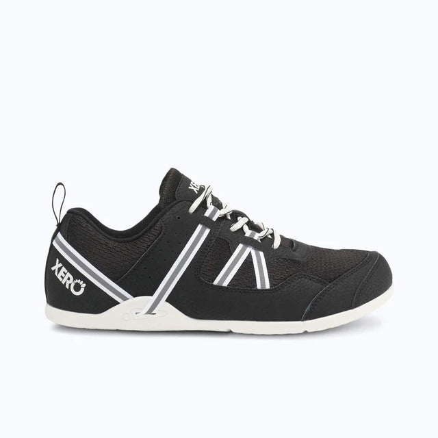 Side view of men's black/white Xero Shoes Prio shoe