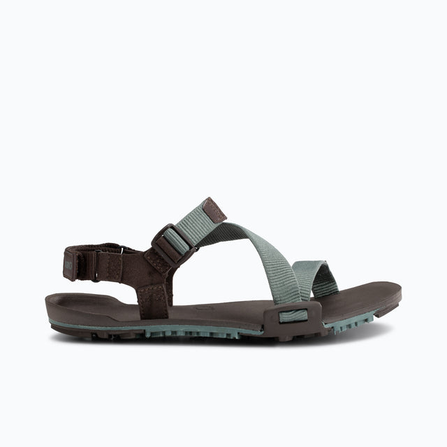 Side view of men's brown/green Xero Shoes Z-Trail EV minimalist sandal