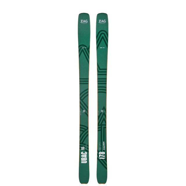 Top view of a pair of green ZAG UBAC skis