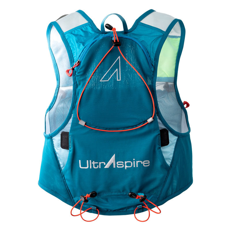 Back view of blue UltrAspire Alpha 5.0 running & race vest