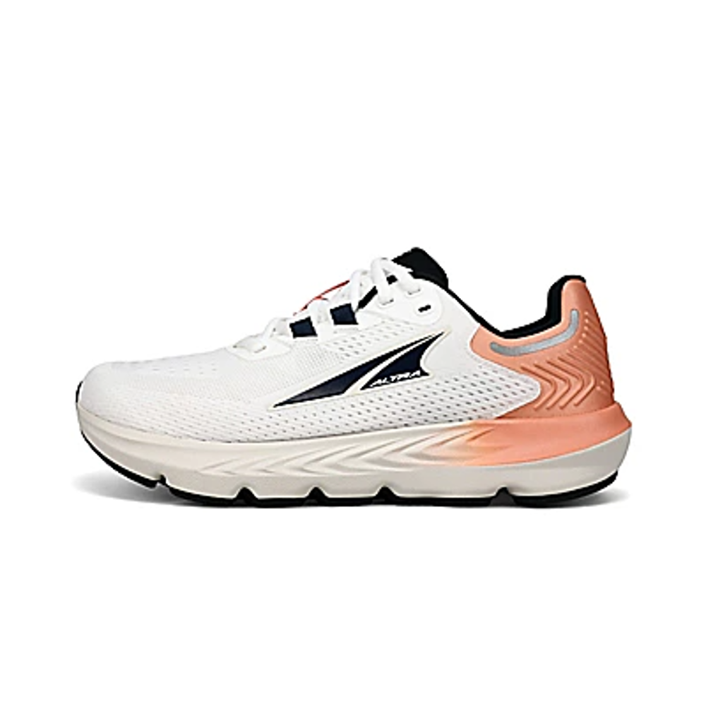 Side view of women's Altra Provision 7 road running shoe in white