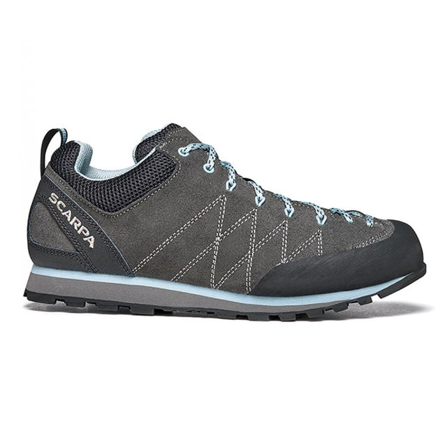 Side view of Women's Scarpa Crux approach shoe shark blue radiance
