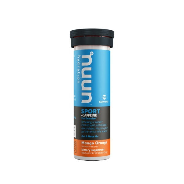 Mango orange flavoured nuun sport hydration tablets with caffeine
