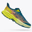 Side view of men's hoka speedgoat 5 trail running shoe in blue coral/evening primrose