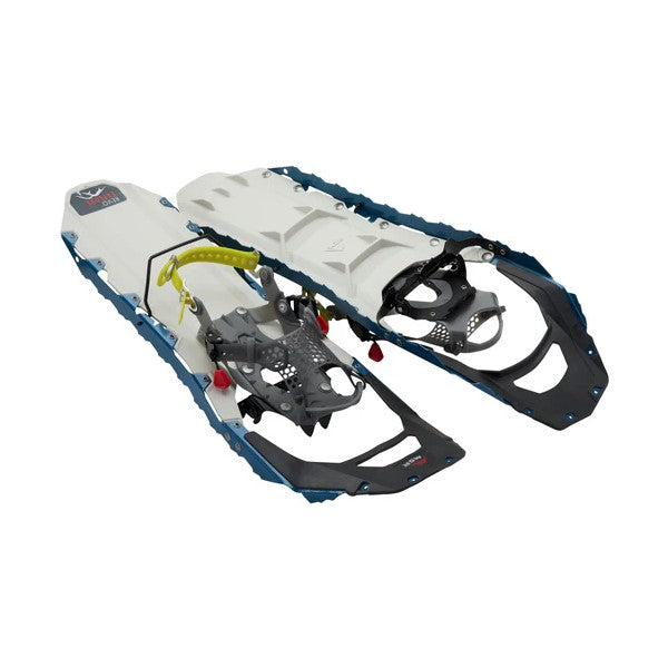 Pair of blue/white MSR Revo Explore women's snowshoes