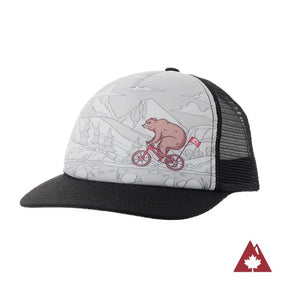 Front view of Ambler Actimals Kid's trucker hat with bear animal art on the front panel