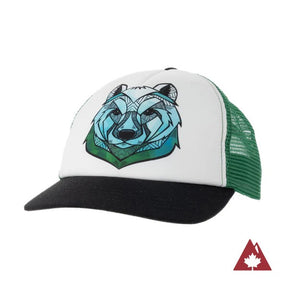Front view of Ambler Faces Kid's trucker hat with bear animal art on the front panel