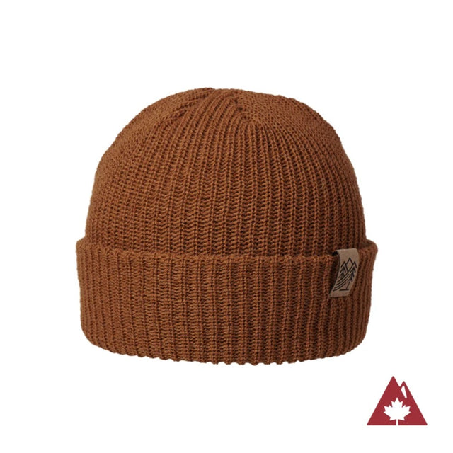 Front view of Ambler Hawken toque in chestnut colour