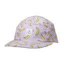 Front view of Ambler kid's solar 5-panel hat in crazy bananas colour