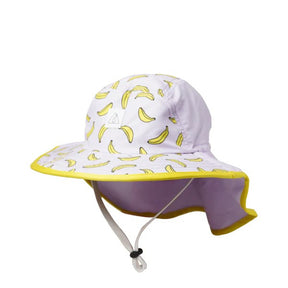 Front view of Ambler Kid's Solar Sunhat in Crazy Bananas colour