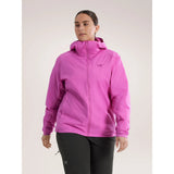 Arc'teryx Women's Atom hoody jacket front view model in Alpenglow colour