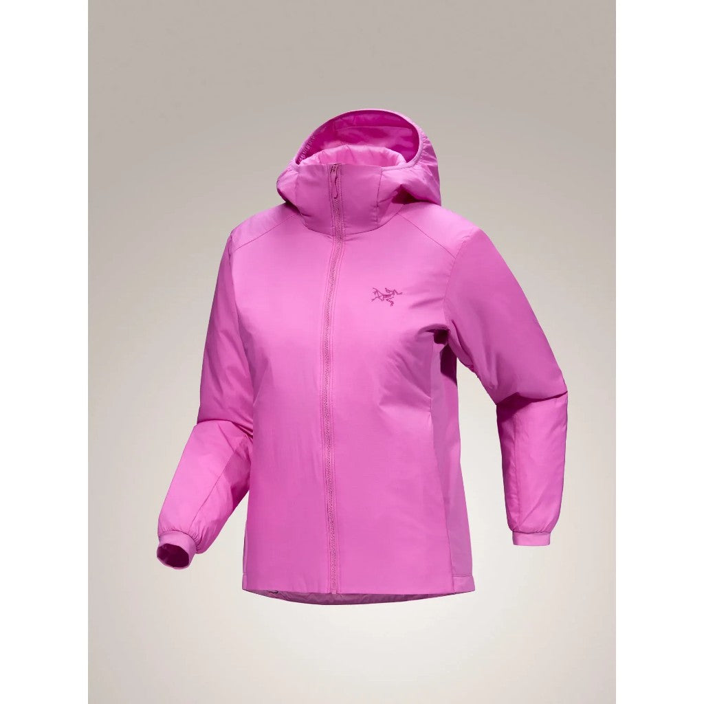 Arc'teryx Women's Atom hoody jacket front view in Alpenglow colour