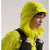 Hood detail of women's Arc'teryx Norvan Windshell Hoody in euphoria (yellow)