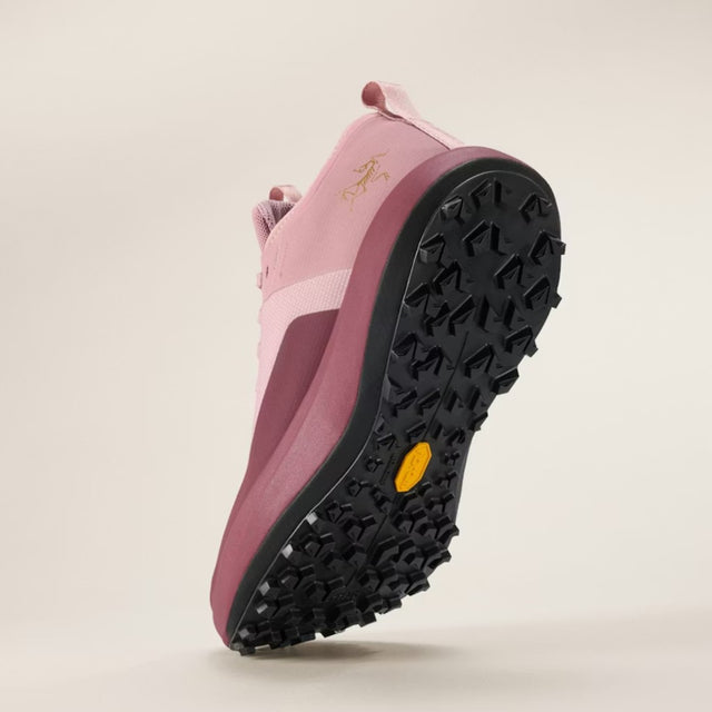 Sole view of women's Arc'teryx Sylan Pro running shoe in Dk Bliss/Mars colour