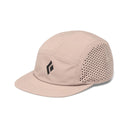 Front view of Black Diamond 5-Panel Synthetic Cap in Pale Mauve/Black Icon Logo colour
