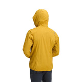 Back on-model view of Black Diamond Alpine Start Hoody men's in amber colour