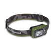 Front view of Black Diamond Cosmo 350 headlamp in Dark Olive colour