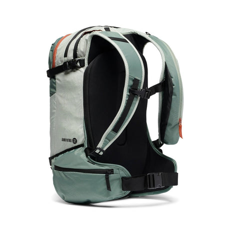 Back view of Black Diamond Dawn patrol 32 backpack in Foam Green colour