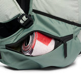 Side pocket view of Black Diamond Dawn patrol 32 backpack in Foam Green colour