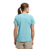 Back on-model view of women's Black Diamond Distance SS Tech Tee in glacier colour