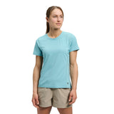 Front on-model view of women's Black Diamond Distance SS Tech Tee in glacier colour