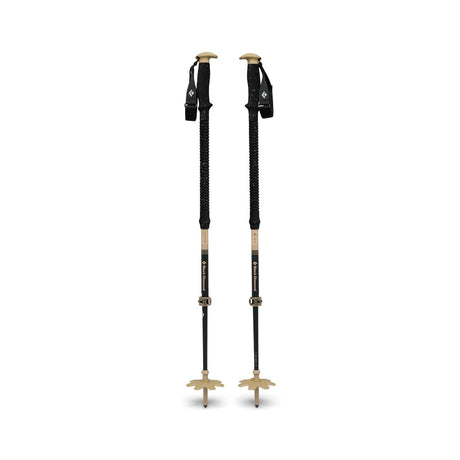 Collapsed view of Black Diamond Expedition Carbon Pro Ski Poles in Khaki colour