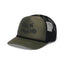 Front view of Black Diamond Flat Bill Trucker Hat in Tundra/Black Wavy colour