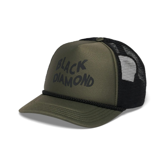 Front view of Black Diamond Flat Bill Trucker Hat in Tundra/Black Wavy colour