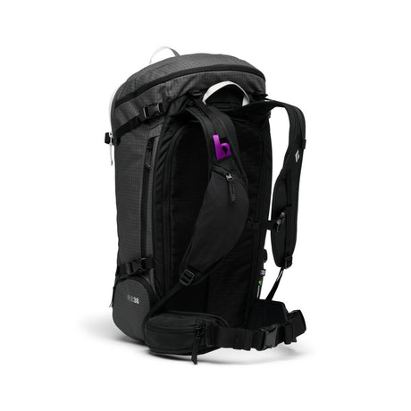 Back view of the Black Diamond Helio 38 Backpack in Carbon colour