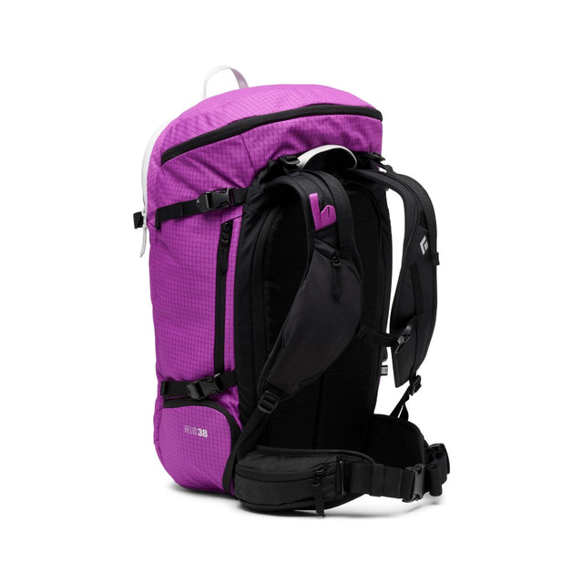 Back view of the Black Diamond Helio 38 Backpack in Piton Purple colour