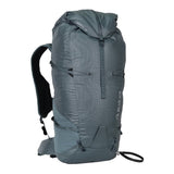 Front view of Blue Ice Firecrest 38 skiing and hiking back pack in Dark Slate colour