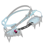 View of strap-on binding of the Blue Ice Griffin 12 Universal Crampons