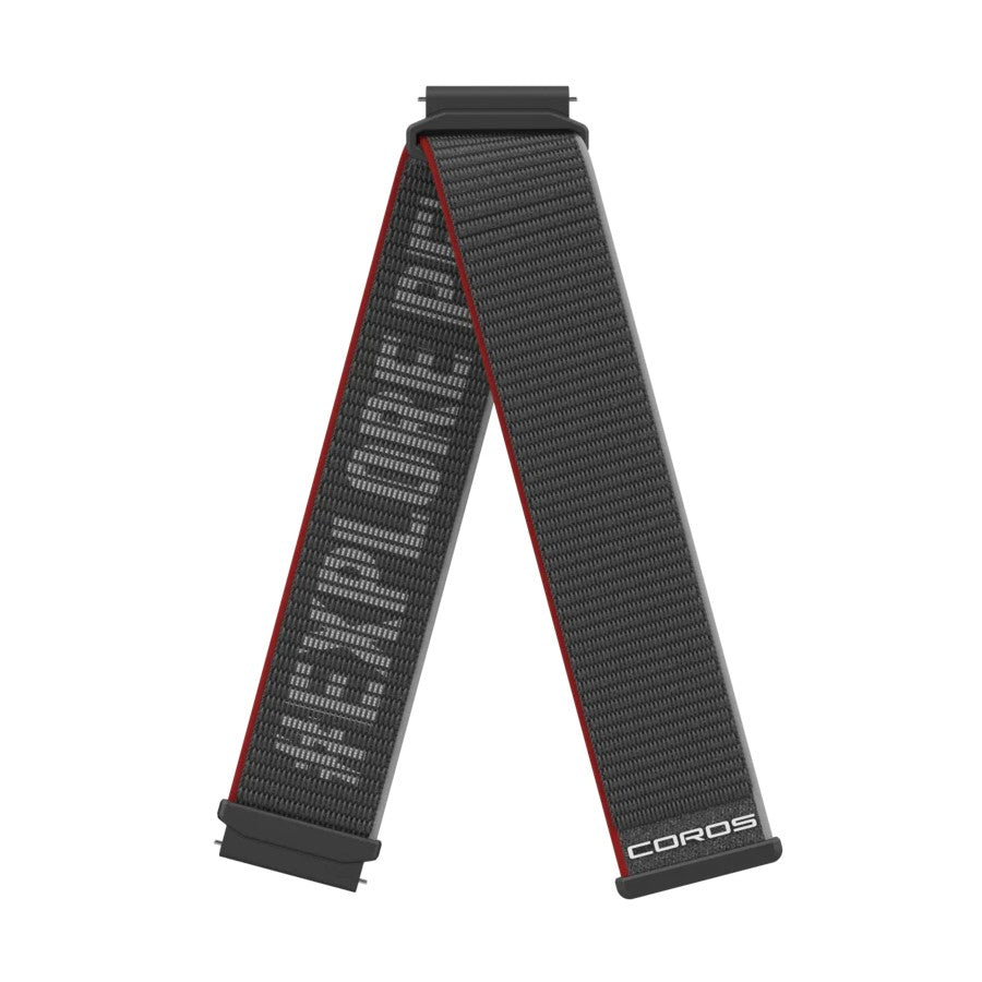 Black 22mm COROS nylon watch band