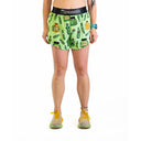 Front on-model view of women's pickles print ChicknLegs split shorts