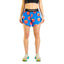Front on-model view of women's peach print ChicknLegs split shorts