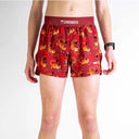Front on-model view of men's tiger pattern Chicknlegs split shorts
