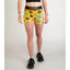 Front on-model view of women's donut print Chicknlegs compression shorts